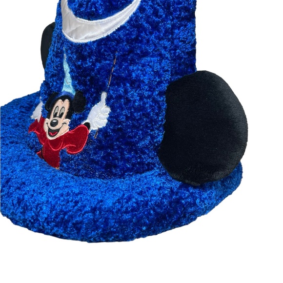 Authentic Disney Mickey Mouse Hat with Ears Blue Plush Fantasia Wizard Tall Cap - Picture 15 of 16